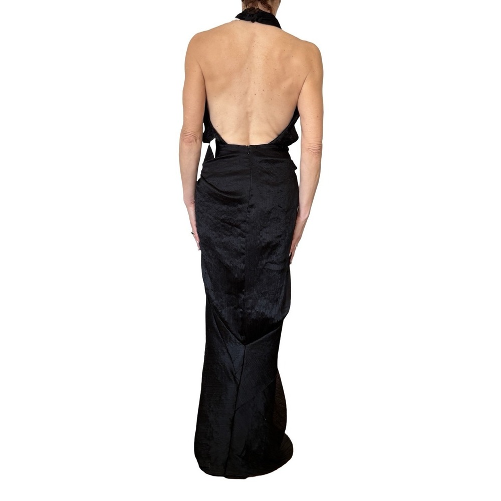 Camilla And Marc Places Dress Black Plisse Pleated Drape Halter Gown NWT 4 $1k - Picture 7 of 16